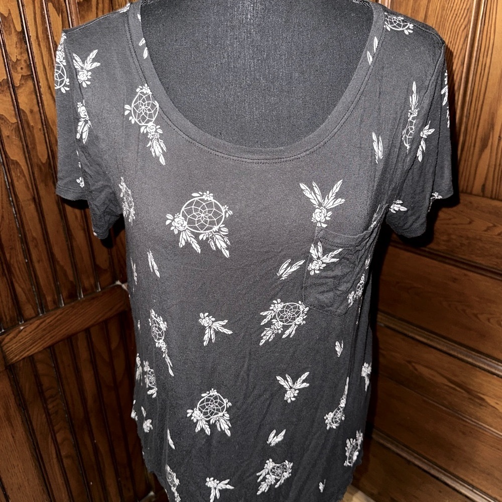 Hollister Gray Short Sleeve Tee Floral Print